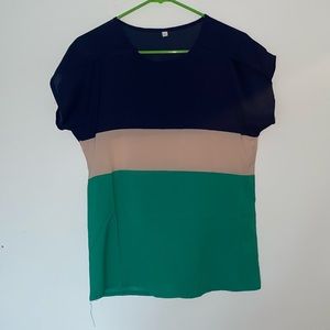 Stripe Chiffon T-Shirt Short Sleeve Casual Tops Blouse - Size L - Never worn